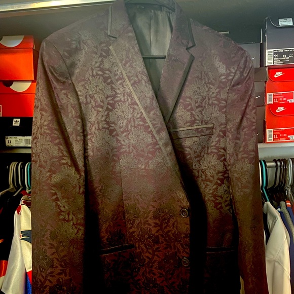 Kenneth Cole Reaction “Purple Flowers” Men’s Blazer Size 44R - Picture 2 of 5